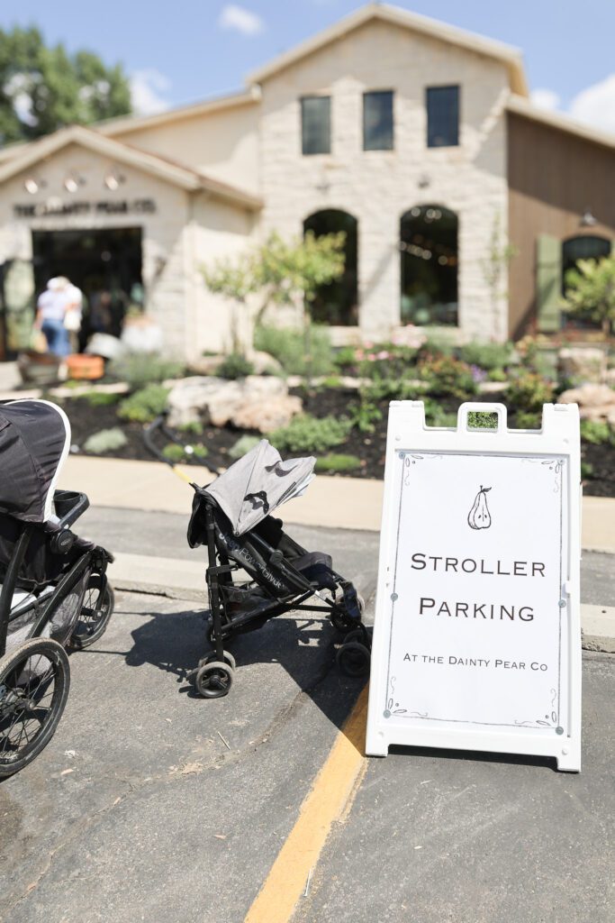 Stroller Parking at the Dainty Pear Co.
